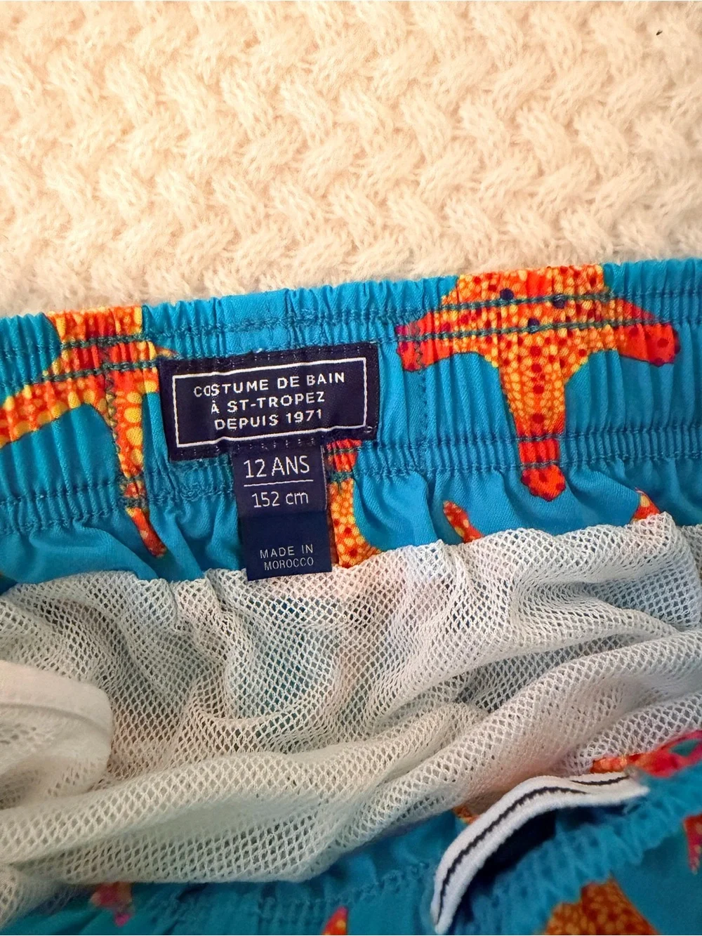Vilebrequin Kids Swim Trunks - Turquoise with Orange Starfish